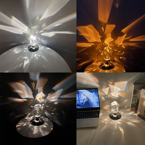 Lampe de table en cristal avec veilleuse LED et télécommande, lampe de bureau pour chambre, salon, fête, décoration intérieure (1/5)