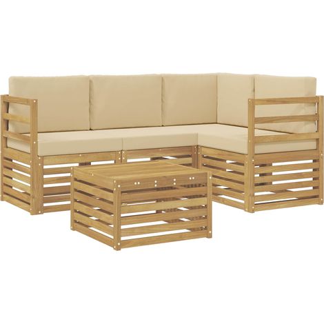 Conjunto de sofás de exterior 5 pcs y Beige 59 x 59 x 37 cm vidaXL