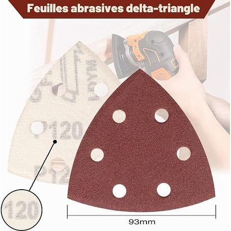 Triangle de Poncage Triangles Abrasifs Autoagrippants trous grain de papier a poncer triangle abrasif triangulaire pour ponceuse triangle (1/4)