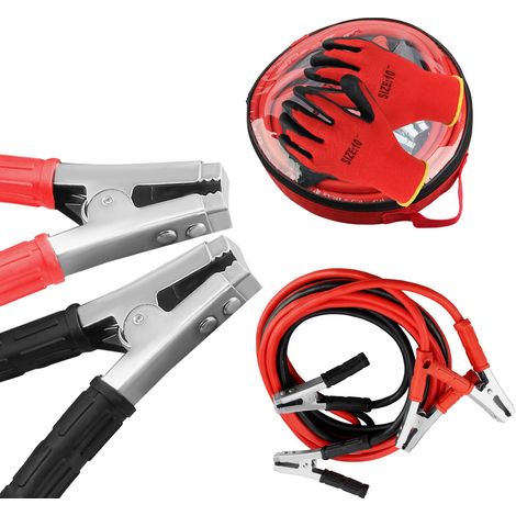 Youyijia Jumper Cables 5M 2000AMP Insulated Booster Cables Heavy Duty Booster Cables Professional Battery Booster Jump Lead with Safety Gloves and Carry Bag for Battery HGV Cars Vans Truck (1/5)