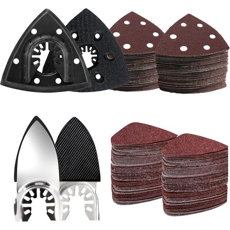 Kit de 104 patins de ponçage pour outils oscillant compatibles et plus encore (1/4)