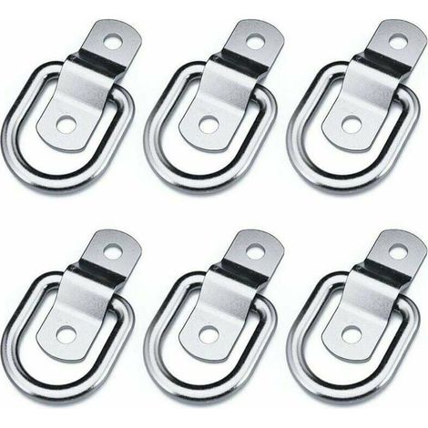 Lot de 6 anneaux en D, acier galvanisé, capacité 540 kg, pour fixation cargo, remorque, camion, bateau