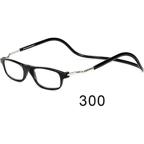 Flexible, faltbare und verstellbare magnetische Lesebrille zum Umhängen – 300 Dioptrien – Schwarz (1/3)