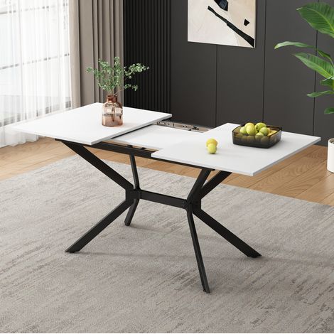 Esstisch Tisch Ausziehbar 120 160 cm MDF Weiß OKMYHOME (1/5)