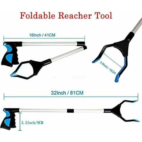 Pince De Préhension Pliable - Lot De 2 - Outil De Préhension Ergonomique Et Léger - Pour Ramassage De Déchets - 81.3 Cm (1/4)