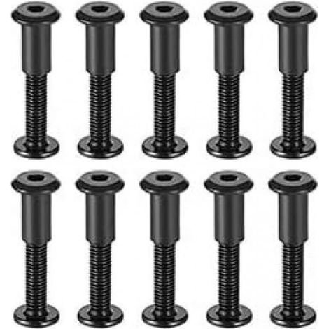 Set of 10 fixing bolts 830M6, with matching nuts, round hex head nuts in black carbon steel. (1/5)