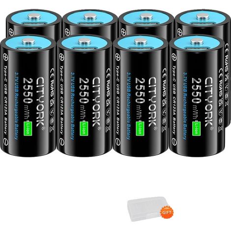 Batería recargable, capacidad de 2550 mWh, compatible con varios dispositivos, paquete de 8 unidades. (1/2)