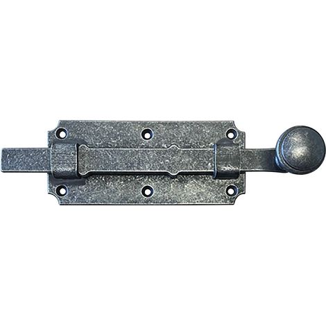 Verrou de porte droit avec boucle, ferrure de porte en acier galvanisé noir passivé, argent (1/3)