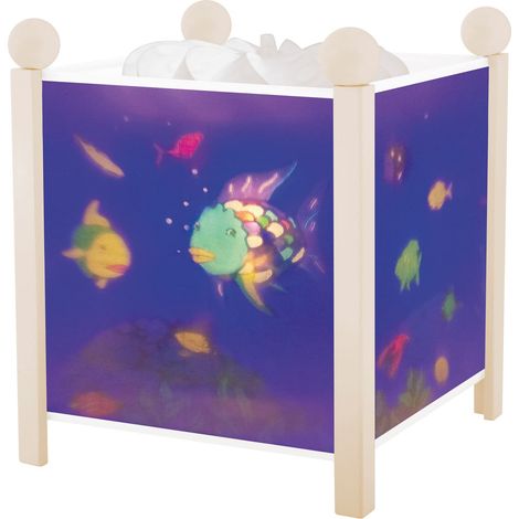 Le Poisson Arc en Ciel. - Veilleuse - Lanterne Magique - Idéal Cadeau Enfant - Dessin animé - Lumière rassurante - Couleur Bois Blanc - Ampoule 12V 10W inclue - Prise Elec. EU (1/5)