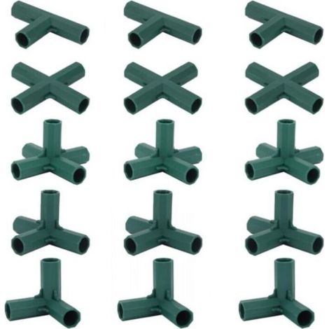 Lot de 15 Connecteurs De Cadre De Serre, Connecteurs d'angle pour Cadre De Jardin Tige d'hélice de 16 mm 5 Types de Support Stable Robuste pour Serre (1/5)