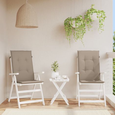 Coussins de chaise,Rembourrés pour chaise de jardin dossier haut lot de 2 taupe tissu BGT50228 (1/5)