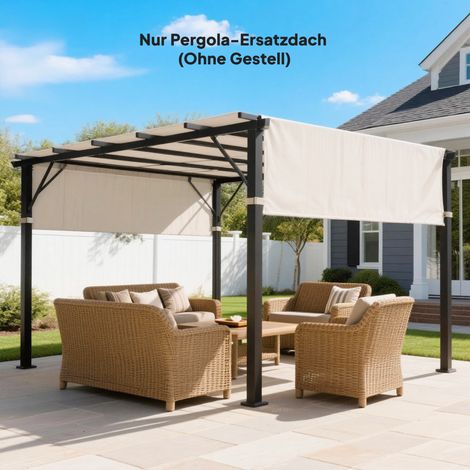Toiture de remplacement pour pergola avec protection UV. protection solaire pour toit de terrasse de pavillon de 3 x 3 m. blanc crème