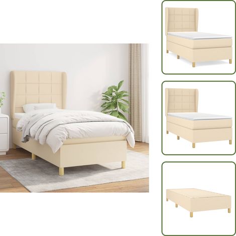 Cama con cabecero ajustable - vidaXL Cama box spring con colchón tela color crema 80x200 cm - Colchón ensacado