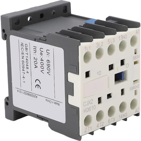 AC Contactor, 380V 6A 3P Electric Motor Contactor Three Phase Rail Mount Motor Controller for Power Distribution Applications (1/5)