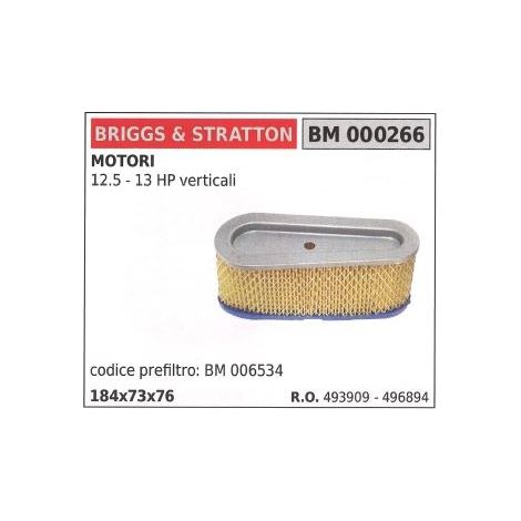 BRIGGS&STRATTON filtro aire cortacésped cortacésped 12,5 13CV vertical
