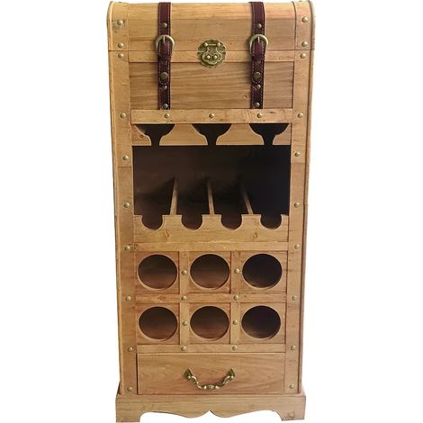Portabottiglie con contenitore in Legno di abete e MDF L.43 x H.100 cm Naturale - CAVINA (1/4)