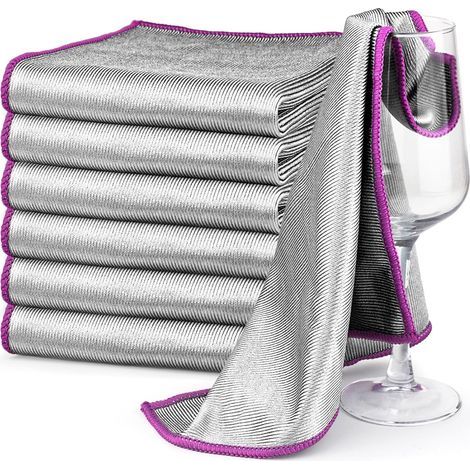 6x Microfiber Cloths, Double-Sided Absorbent, Streak-Free, Washable, for Kitchen, Car, Glass (1/5)