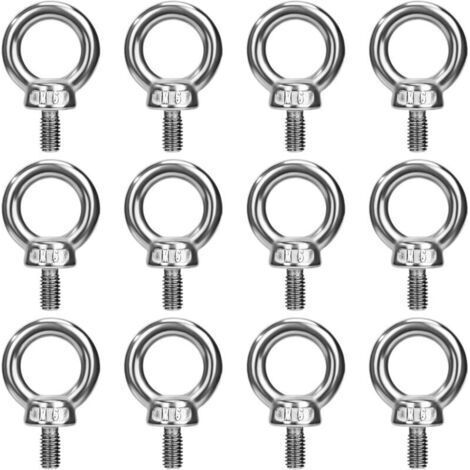 Boulons à Oeil M6 Anneau de Levage Boulon à œil Anneaux Filetage Vis en Acier Inoxydable 304 pour Fixer des Suspendus Relier 12 Pièces