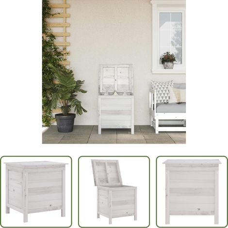 Rangement jardin - Boîte de rangement de jardin blanc bois massif de sapin (1/5)
