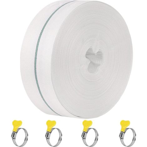 20M Tuyau Refoulement Plat, 25mm Tuyau Plat Flexible en Tissu, Tuyau D'Incendie Tuyau de RefouleAment avec 4 Colliers de Serrage, Tuyaux de Vidange pour Pompe Submersibles Pompes à Eau Sale (1/5)