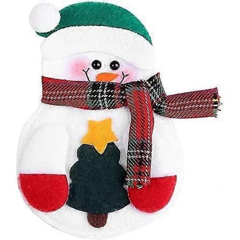 Weihnachtsbesteckbeutel, dekorativer Messer- und Gabelbeutel, Schneemann-Besteckbeutel, 2 Stück (1/4)