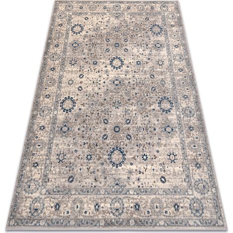 Tappeto in lana NAIN Ornamento, telaio, 7586/51635 beige / blu beige 240x340 cm