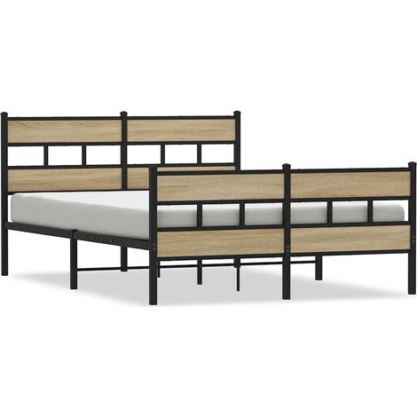 Maison Exclusive - Metallbett ohne Matratze Sonoma-Eiche 150x200 (1/5)