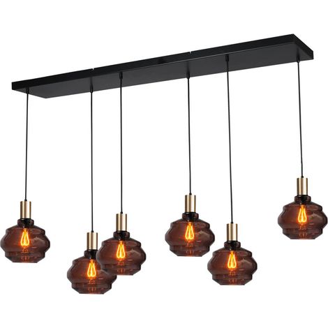 Lampe suspendue 6 lumières - dorée - Porto avec des lunettes Ball rouges - 2711-05-02-130-25-61