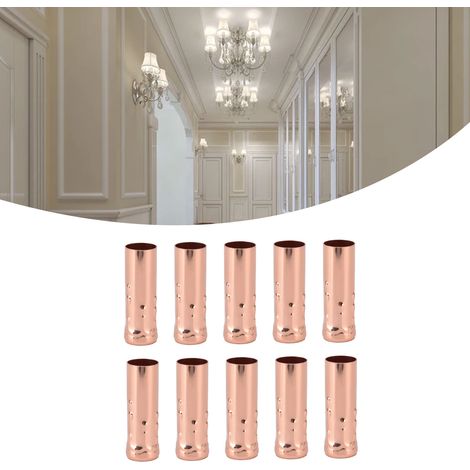 Douille E14, tube de lustre en cristal, douille de tuyau d'eau à motif de larme de bougie, luminaires et accessoires pour lustres à tube droit, or rose. (1/5)
