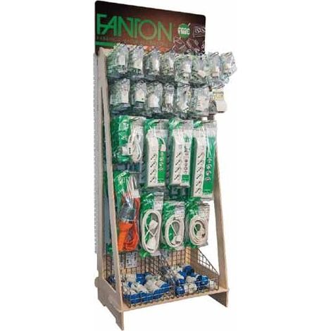 Espositore in legno completo di prodotti a 24 ganci e 2 scatole espositive Fanton 99978-01