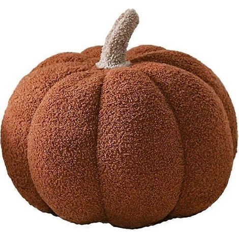 Coussin décoratif réaliste en forme de citrouille 3D, en peluche, pour canapé (19,8 cm, marron) (1/4)