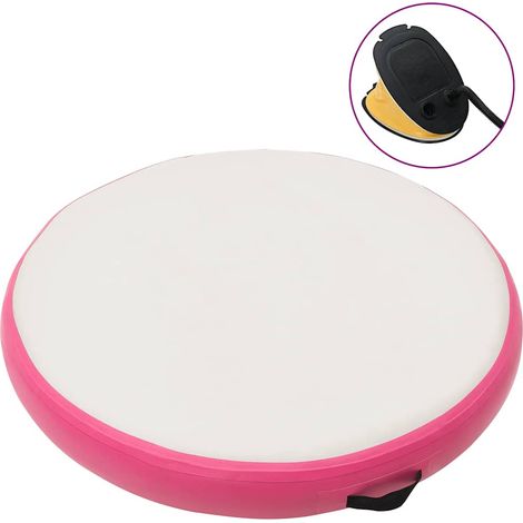 Aufblasbare Gymnastikmatte mit Pumpe 100x100x10 cm PVC Rosa