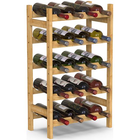 Cantinetta Portabottiglie di Vino 20 Posti in Legno Bambù Naturale (1/4)