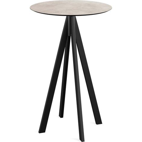 Mange-debout Infinity avec piètement noir + plateau HPL Ø70 cm - Veba