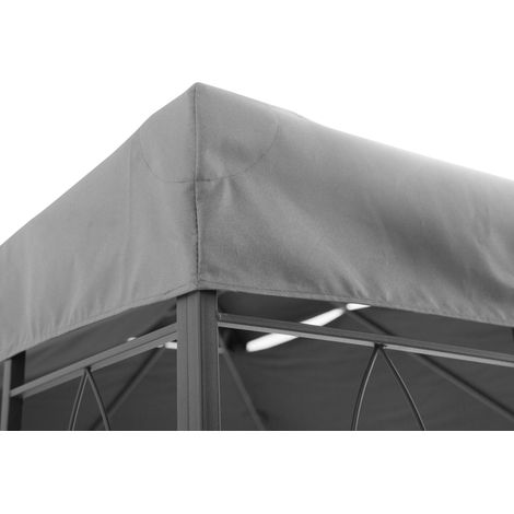 Tende da gazebo 3x4 m double couche en polyester gris avec sangles et 10 évents de drainage