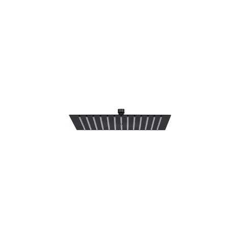 Cabezal de ducha de lluvia de acero inoxidable, cuadrado de 25 x 25 cm, negro - Crezuo (1/4)