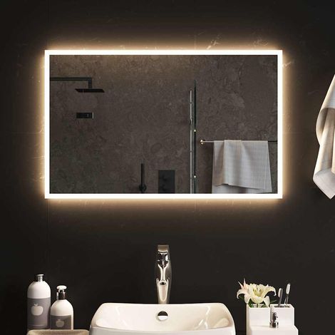 Miroir à LED  Miroir déco pour Salle de bain Salon Chambre ou Dressing 80x50 cm 97075 (1/5)