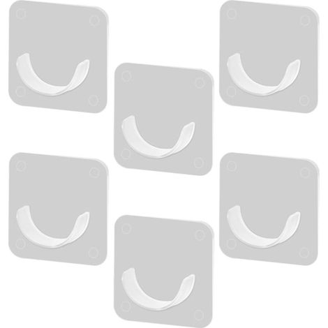 Supports de tringle à rideau de douche en ABS, fixations adhésives sans perçage, lot de 6, pour une stabilité optimale dans la salle de bain. (1/5)