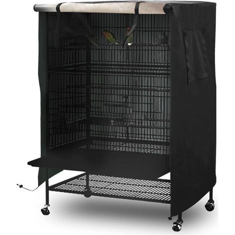 Large protective cover for bird cages - Weatherproof (600D) - Sun protection - Universal fit for bird cages - Black - 130x96x59cm (1/4)