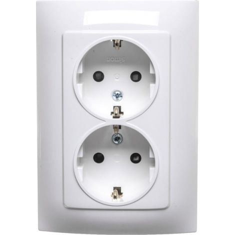 Simon 10 Presa doppia Schuko con sportellini bianchi 16A 250V IP20 CGSZ2Z/11