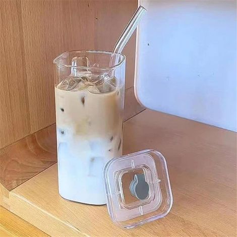 Verres Carrés en Verre, Mugs de Bar, Verres à Cocktail avec Pailles pour Eau, Café, Jus, Bière, Vin, Bar, Cuisine, Fête (1/5)