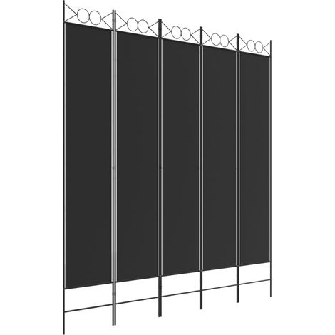 5-Panel Room Divider Black 200x220 cm Fabric vidaXL