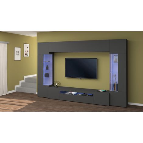 Ensemble meuble TV moderne anthracite mat Keops (1/4)