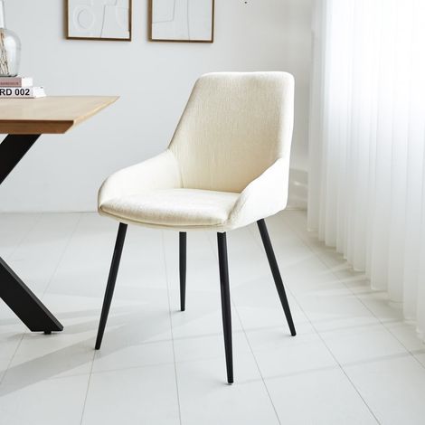 Chaise de salle à manger Elle Tissu Crème - Sans accoudoir (1/5)
