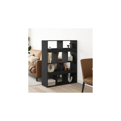 Cloison de séparation noir 100x33x125,5 bois d'ingénierie (1/5)