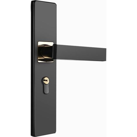 Poignée de serrure , serrure de porte en bois de chambre à coucher, serrure intérieure silencieuse(Noir/Or) (1/5)