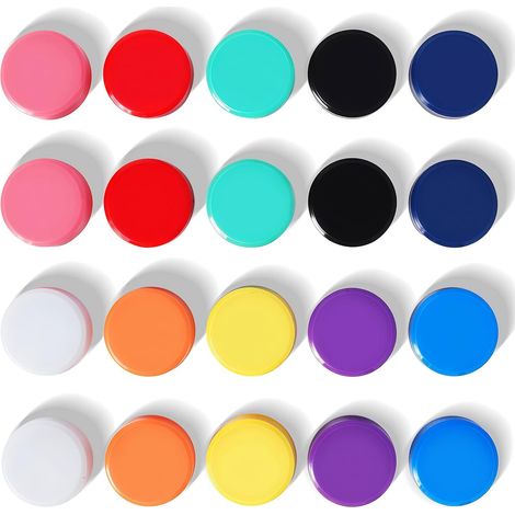 Aimants frigo 20 pièces, puissants, 10 couleurs, mini ronds plats pour tableau, frigo, photos. (1/5)