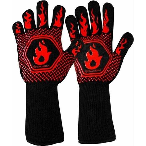 Gant four anti chaleur gant cheminee anti feu Résistant jusqu'à 800°C pour la protection contre les risques thermiques gants four anti chaleur barbecue 32cm