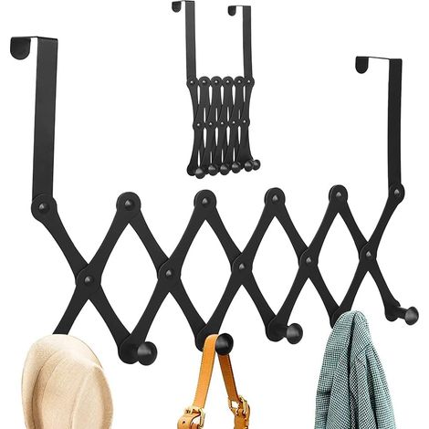 Schranktürhaken aus Edelstahl, faltbare Teleskop-Türhaken (6er-Set) für Wohnzimmer-, Schlafzimmer- und Badezimmerschränke (schwarz) (1/5)