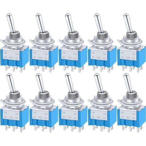 10 Stück Wechselstrom 125V 6A Amp EIN/EIN 6 Anschlüsse 2-Positionen DPDT Wippschalter MTS-202 (1/5)